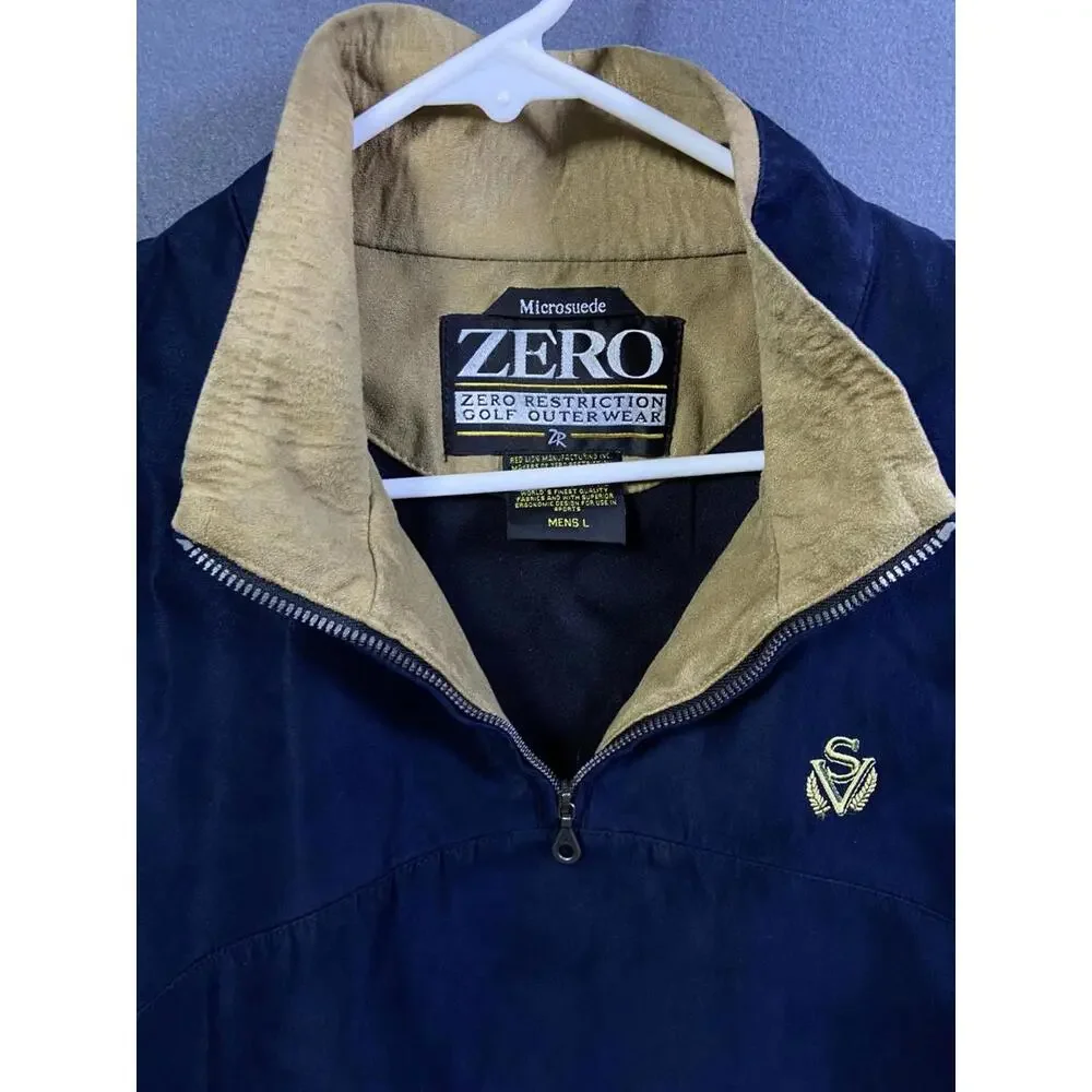 ZERO RESTRICTION Jacket Mens Large Microsuede Pullover Wind Shirt Jacket Navy